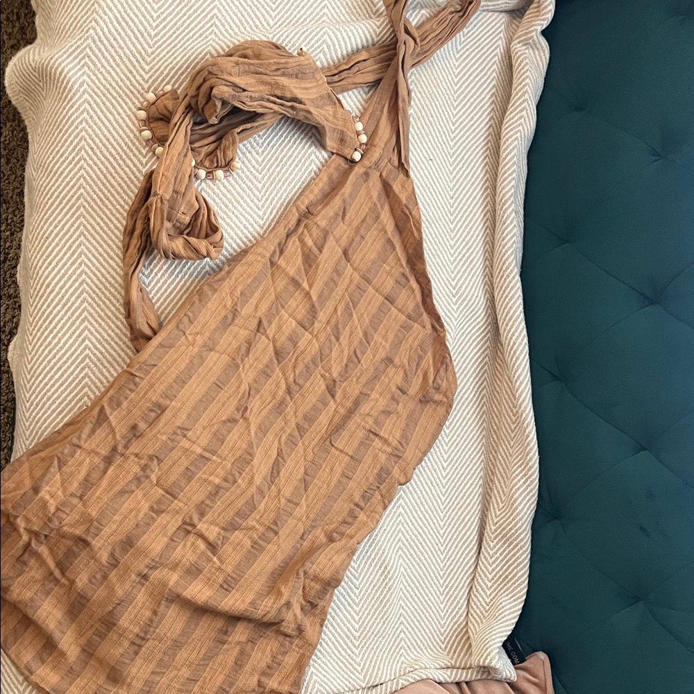 Brown Striped Over the shoulder top